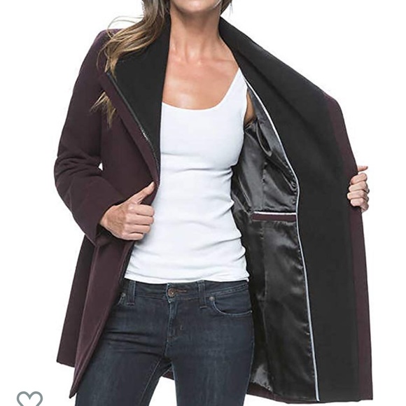 Andrew Marc Asymmetrical Zip Wing Collar Long Coat - Picture 7 of 7